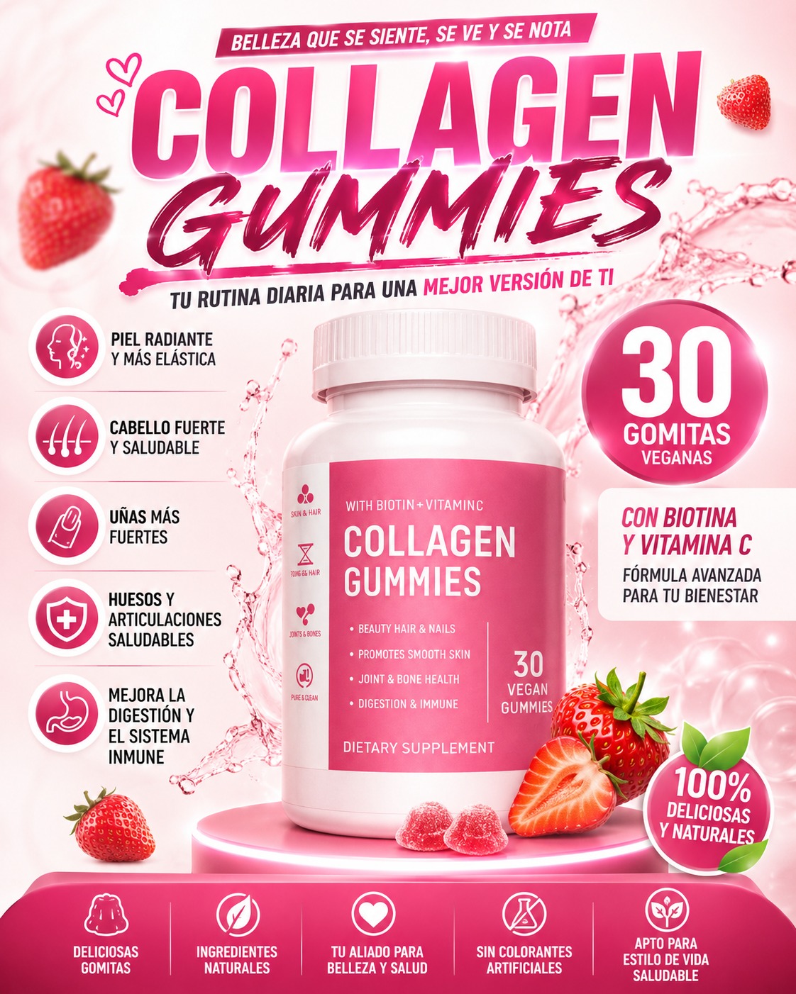 COLAGENO CON BIOTINA Y VITAMINA C EN GOMITAS