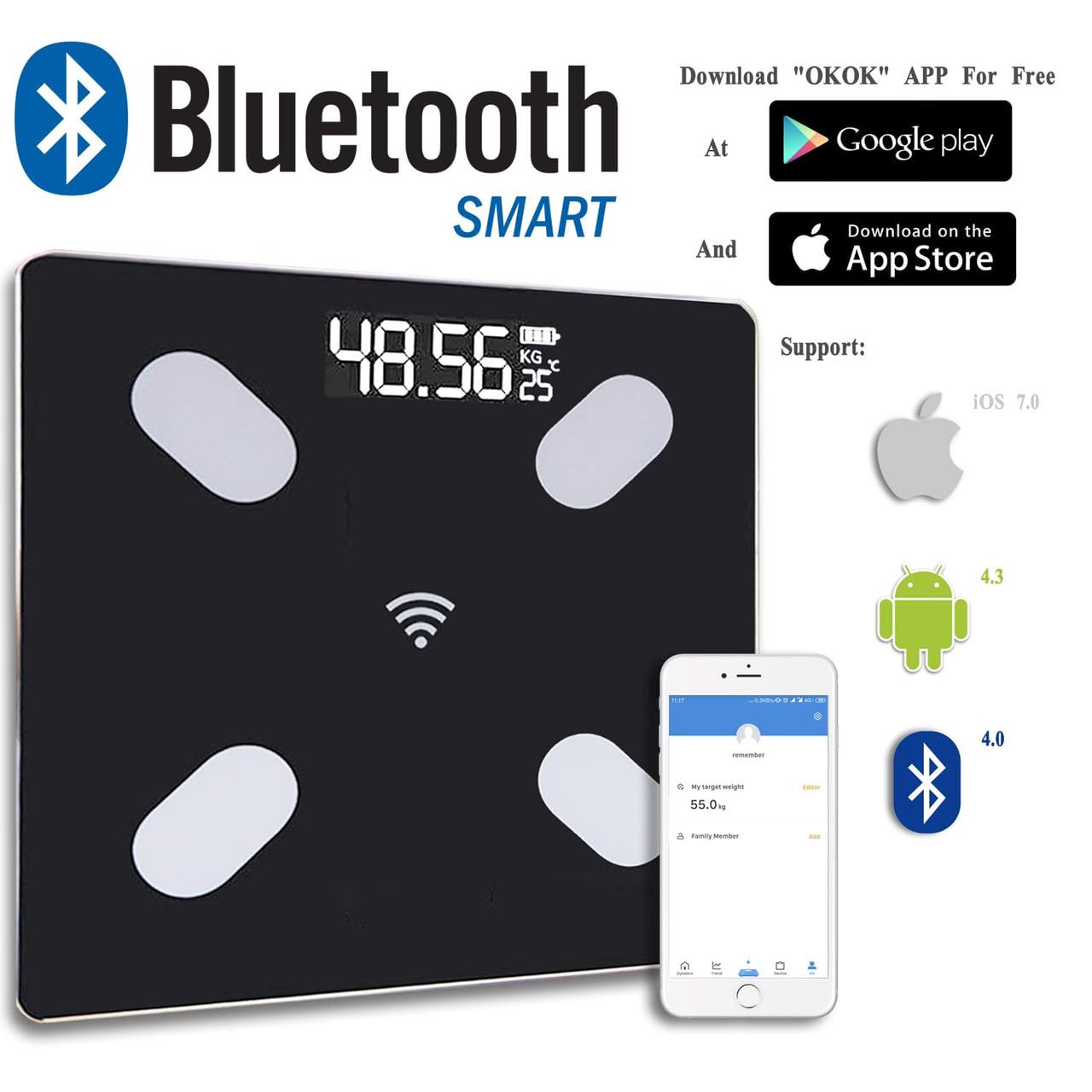 Balanza Con Bluetooth para Ba&ntilde;o S705